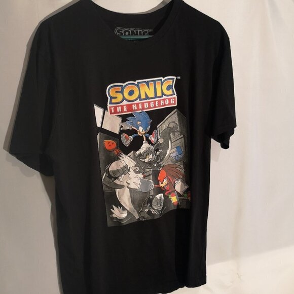 Sonic the Hedgehog Other - Sonic the Hedgehog Men's Size Large Black Short Sleeves T-shirt